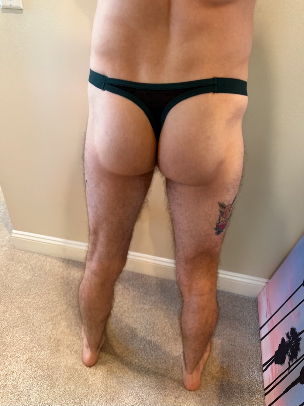 Men’s black/green mesh thong - Picture 4 of 4
